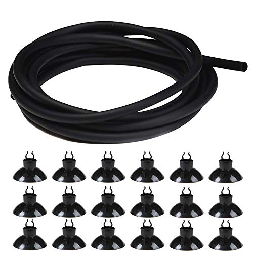 Aquarium 3/16 inch Standard Airline Tubing, Black, 25 Feet | With Suction Cups, For Aquariums, For Terrariums