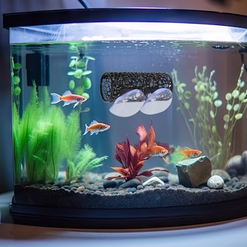 2 Pcs Betta Fish Toy Tunnels Small Hole Hollow Cave Betta Tunnel Guppies Hideout Tube with Suction Cup for Small Fish & Shrimp Hiding Resting Playing (Black)