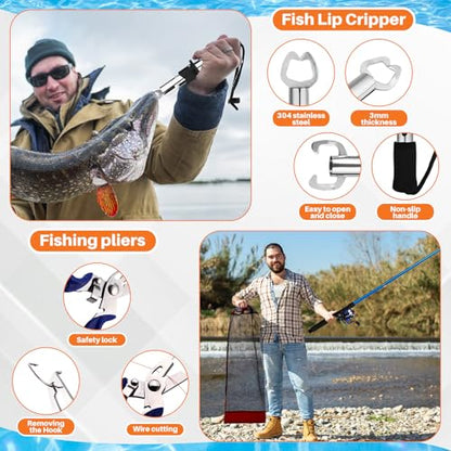 Telescopic Fishing Rod and Reel Combo, 6.89ft 2pcs Collapsible Rod with Plier Lip Gripper Lures Carrier Bag Pre-Loaded Spinning Reel Saltwater Freshwater Fishing Pole Kit