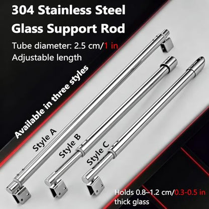 Frameless Glass Partition Stabilizer Support Bar for Aquarium, Glass Door Support Rod with Rotating Base, Stabilizer Brace Rod for 8-12 mm Thick Panel(Style B,23.6–31.5in/600–800mm)