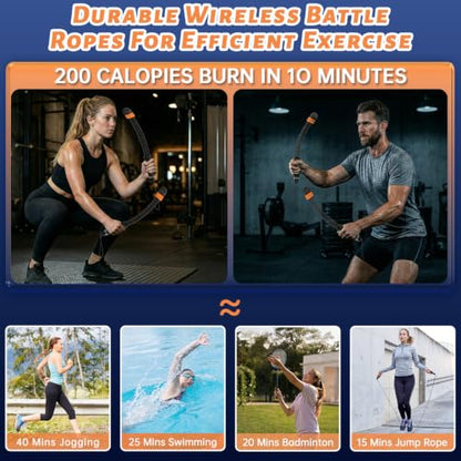 Black Cordless Battle Ropes, Adjustable Weight for Men & Women