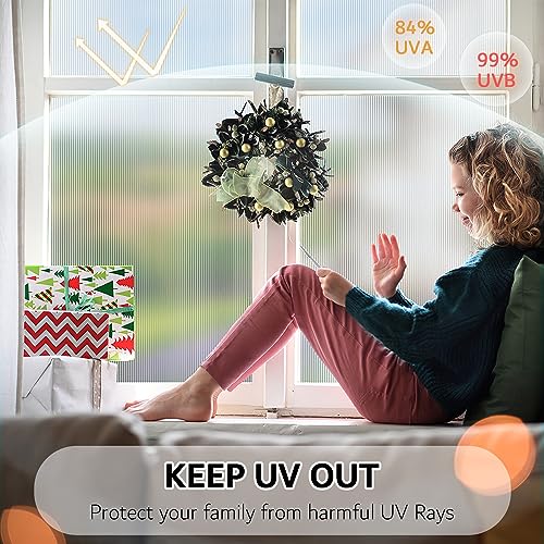 Reeded Glass Window Film, Window Privacy Film, Frosted Window Vinyl, 3D Decorative Decals Non Adhesive for Bathroom Living Room 17.7x78.7 inches