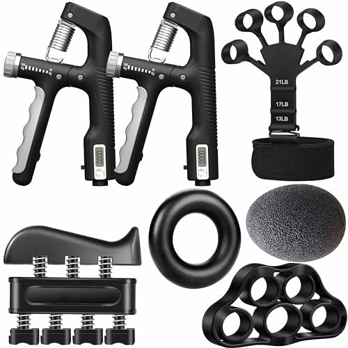 Hand Gripper Strengthener, Adjustable Resistance 22-220Lbs (10-100kg) Forearm Exerciser, Grip Strength Trainer for Muscle Building & Injury Recovery, Aerobic Hands
