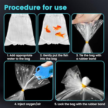100 Pack Live Fish Bags, 10x20” Round Bottom Double Seal Clear Fishery Bags, Leak-Proof Fish Transport Shipping Bag, HDPE Bag for Freshwater & Saltwater (Ultimate 3 mil)
