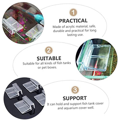 UKCOCO Acrylic Fish Tank Support Bracket Transparent Aquarium Cover Holder Easy Installation for Secure Lid Support for Aquatic Pets
