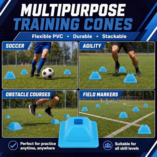 2" (15, 30 Pcs) Training Cones for Sports - color: Blue