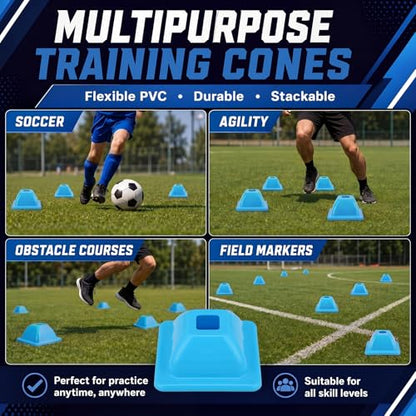 2" (15, 30 Pcs) Training Cones for Sports - color: Blue