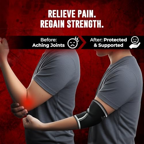 Elbow Sleeves (1 Pair) for Weightlifting, Powerlifting & Cross-Training - 5mm Neoprene Support for Men & Women - size: Large