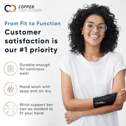 Copper Compression Advanced Wrist Brace - Copper Infused Adjustable Orthopedic Support Splint for Pain, Carpal Tunnel, Arthritis, Tennis Elbow, Tendinitis, RSI, Ganglion Cyst for Men Women Right L/XL - size: Right Hand Large/X-Large (Pack of 1)
