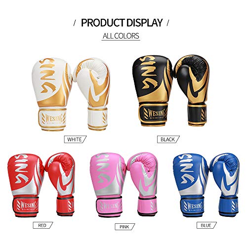 WESING Boxing Gloves for Men 14 Oz MMA Training Sparring Gloves 16 Oz Punch Mitts - color: Blue, size: 8 Oz