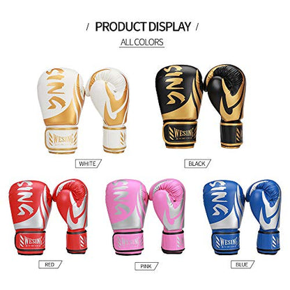 WESING Boxing Gloves for Men 14 Oz MMA Training Sparring Gloves 16 Oz Punch Mitts - color: Blue, size: 8 Oz