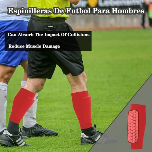 Soccer Shin Guards Pads for Youth Adult - color: Red, size: Medium