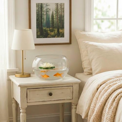 10'' Lotus Bowl Planter - Large Clear Glass Lily Flower Hydroponic Fish Tank with Braided Mat, Indoor Succulent Aquatic Plant Bonsai Terrarium Table Centerpiece Pot, No Drainage Hole Floral Round Vase