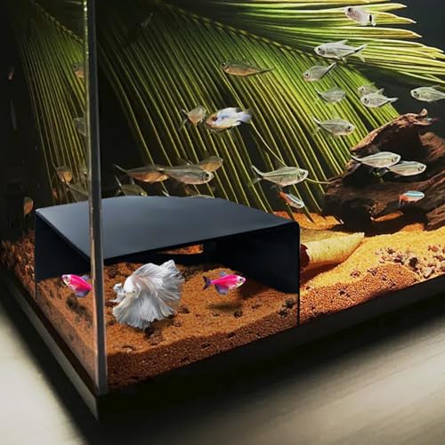 Aquarium Corner Cave Hide Axolotl Cichlid Cave Fish Tank Accessories, Corner Fish Aquarium Cave Hide with Viewing Window, Terrarium/Aquarium Underground Natural Cave - color: Corner Cave Black Medium