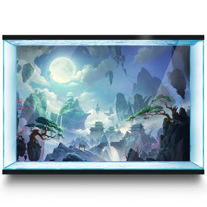 Aquarium Background Stickers - Fantasy Chinese Moon - Fish Tank Reptile Terrarium Decor Poster (80 x 40 cm / (31.4 x 15.7 inches)) - size: 80 x 40 cm / (31.4 x 15.7 inches)