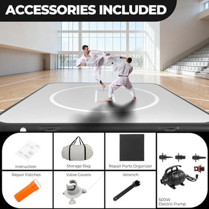FAHKNS Inflatable Wrestling Mat for Home, 10x10FT 4" Thick Jiu Jitsu Mats