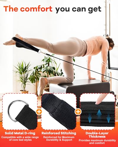 Wonderful Day 2PCS Pilates Reformer Straps Double Loop for Home Gym - color: Black