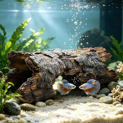 Teaeeno Faux Log Fish Cave, Predator Control and Decorative Shelter for Koi and Fish, Ponds, Aquariums, Aquarium Décor Ornaments (Brown)
