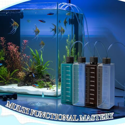 LemonRoad 4 Pcs Dosing Container 450 ml, Dosing Pump Reservoir Containers, Plastic Liquid Srorage Bucket, Aquarium Air Pump Accessories for Aquarium Fish Tank Fish Water Supplies Accessories(Brown)