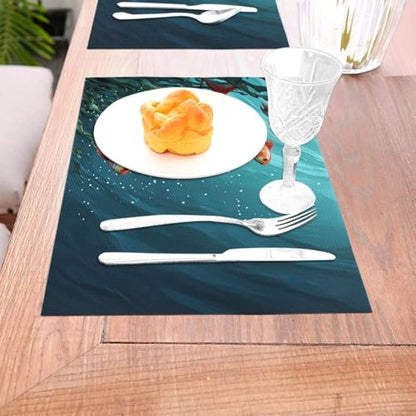 Placemats Set of 6 Heat Resistant PVC Table Mats Fish Aquarium Place mat for Dining Table Desktop Protection Pad Non-Slip Washable Place Mats for Kitchen Dining Outdoor