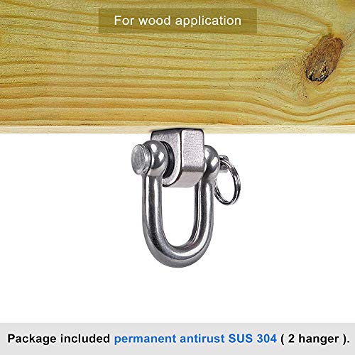 SELEWARE 2 Pack Swing Hangers Swing Set Hooks Stainless Steel Hammock Hooks | Heavy Duty Swing Mount for Porch Swing, Hammock Chair, Heavy Bag, Yoga Silk, Suspension Straps, Gymnastics Rings - color: Stainless 2 Pack Swing Hooks