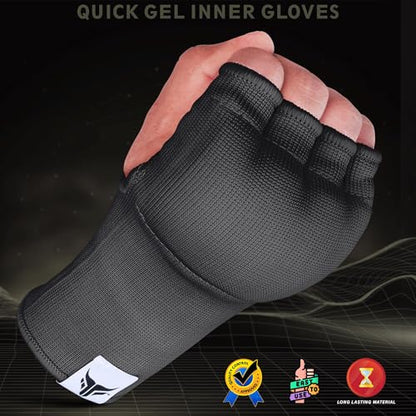 Mytra Fusion Inner Gloves Elastic Quick Easy Gel Padded Boxing Hand Wraps for Men & Women Boxing Wraps for MMA, Muay Thai, Kickboxing, Punching and Martial Arts - size: Small-Medium
