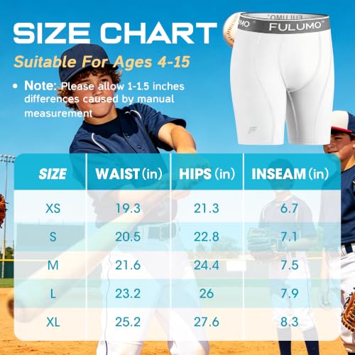 Boys Compression Shorts with Cup Pocket Base Layer Underwear