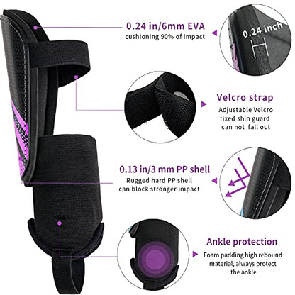 Newox Soccer Shin Guards for Kids Youth Toddler - color: purple, size: Medium