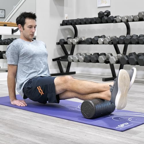 OPTP AXIS Firm Density Foam Roller – Round, Black, 12"L X 6" | High density firm foam roller for physical therapy, yoga, Pilates, fitness exercise & sports training, Heat-molded EPP foam - color: Black - 12" X 6" Round