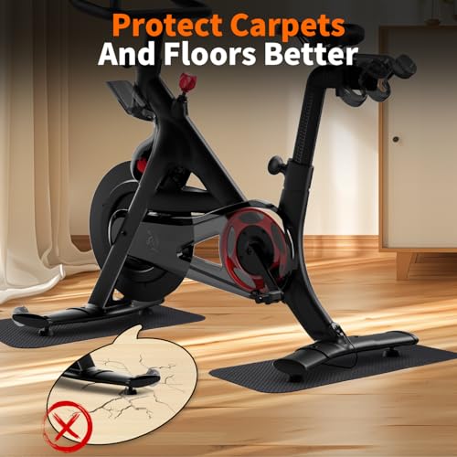 THAILE 2-Pack Bike & Rowing Machine Mats, 6mm, for Peloton & Yosuda | Stability & Cushioning Reduces noise and vibration under Peloton-compatible bikes, spin bikes, treadmills and walking pads. - size: 23.6"L x 11.8"W x 0.24"Th