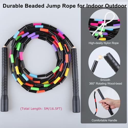 Fezog 16.5FT Weighted Double Dutch Jump Ropes for Adults 2-PACK - color: Black-2Pcs