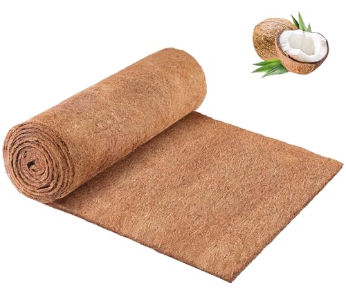 Coco Liner Roll, 16 x 120 Inch Coconut Fiber Liners for Planters, Natural Coco Coir Mats Sheet for Flower Basket, Garden Decoration, Reptile Carpet, Animal Pet Pad, Window Box, DIY Moss Pole - size: 16x120 Inch