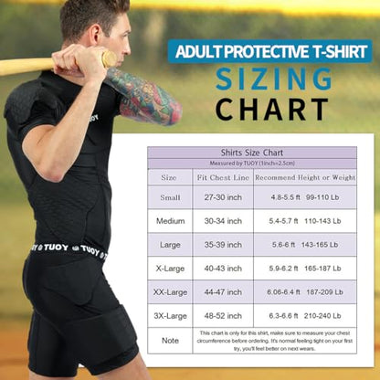 Mens Football Rib Protector with Pads Adult Protective Undershirt Heart Guard for Softball Rugby Lacrosse - size: Large