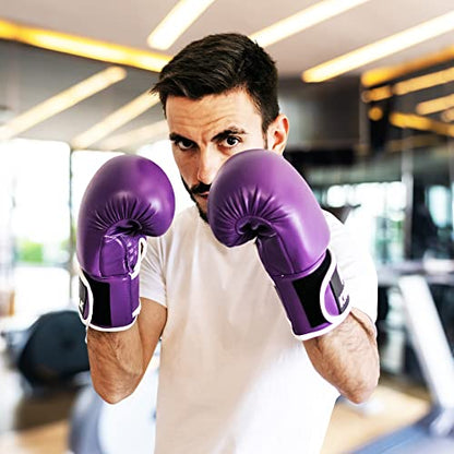 Kruzak Plain Boxing Gloves for Sparring, Kickboxing, Muay Thai, Martial Arts & MMA Fighting - Men & Women Punch Bag Mitts Training and Focus Pads Punching - color: Purple, size: 10 oz