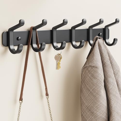 Coat Rack Wall Mount Heavy Duty, Wall Coat Hanger with Hooks, Black 2 Pack - color: Black, size: 2 Pack
