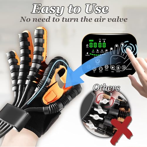 9th Gen Hand Rehabilitation Robot Gloves for Stroke Recovery | Home Physical Therapy for Hand Weakness & Hemiplegia, Finger Exerciser with 4 Modes Training & 5 Independent Air Valves - color: Black - Both Hand Pair (2-Pack)-S
