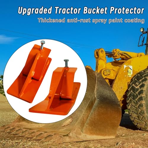 Doublehorse Tractor Bucket Edge Protector: 2pcs Skid Anti-Rust Protector Heavy Duty Orange Loader Attachment for Snow Gravel Sand Work