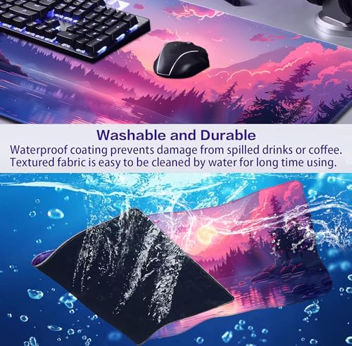 Sunset Mountain Landscape Extended Mouse Pad Game Office Sewing Table Mat | The Surface Of The Mouse Pad Is Designed With Fiber Woven Material, And The Base Is Made Of Natural Anti Slip Rubber. - color: Mountain Scenery