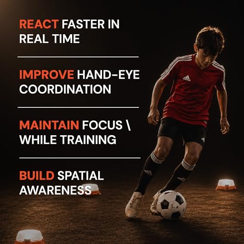 Reaction Training Kit – 6 Smart Agility & Reflex Benchmarking Lights for Athletes, Coaches & Physical Therapy | App-Controlled Cognitive & Speed Training | Portable Performance Training Kit
