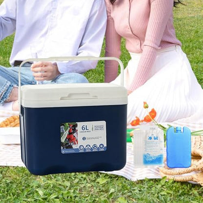 Menolana Camping Cooler, Ice Box Chest, for Freeze/Hot Food 6 L with Ice Pack Cold Storage Case for Yard Camping Beach Hiking Fishing - color: Blue