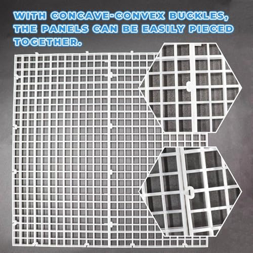 12 Pack Transparent Acrylic Tank Lid with Clips, Aquarium Lid Hood, Fish Tank Top Cover, Breeder Tank Lid, Acrylic Grid Panel Fish Tank Lid, Aquarium Cover Lid