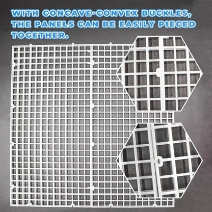12 Pack Transparent Acrylic Tank Lid with Clips, Aquarium Lid Hood, Fish Tank Top Cover, Breeder Tank Lid, Acrylic Grid Panel Fish Tank Lid, Aquarium Cover Lid