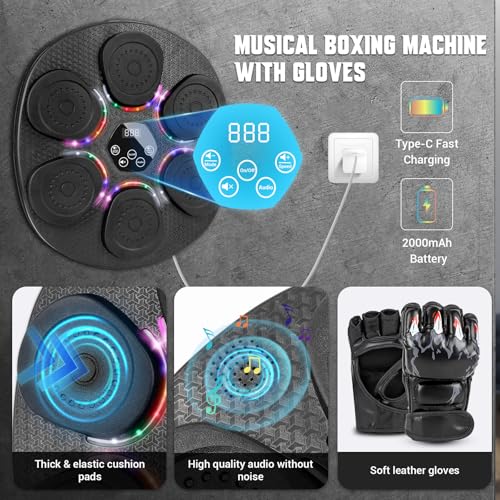 Music Boxing Machine for Adults & Kids, 9 Modes, 6 Speeds & 3 Sensitivity