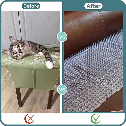 14 Pack Cat Deterrent Outdoor/Indoor Scat Mat, Pet Deterrent Training Mats, Keep Cats/Dogs Away Plastic Mats with Spikes, 23 Sq.ft, 16 x 13 Inches