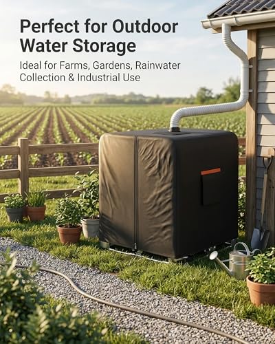 IBC Tote cover 275-330 gallon water tank protection covers zipper 600D heavy waterproof sunscreen material 1000L outdoor garden water tank cover (330 gallon Black)
