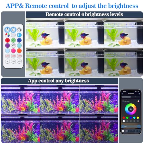 Full Spectrum Aquarium Light：Fish Tank Light with APP & Remote Control for Plants Growth - Fish Lamp for Live Fishes Aquatic Pet Lovers - 24-31 Inch Freshwater Saltwater Aquarium Decor
