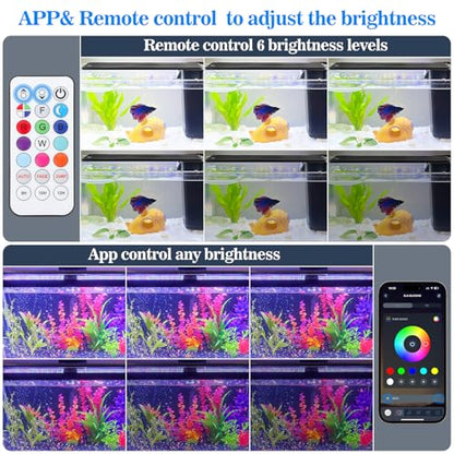 Full Spectrum Aquarium Light：Fish Tank Light with APP & Remote Control for Plants Growth - Fish Lamp for Live Fishes Aquatic Pet Lovers - 24-31 Inch Freshwater Saltwater Aquarium Decor
