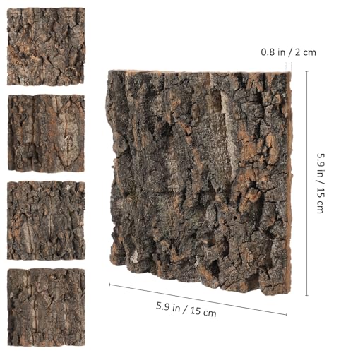 Toddmomy Reptile Cork Bark Background 8 Pieces 5.90X5.90X1.57 Inch Natural Terrarium Decor for Gecko Lizard Frog Climbing Habitat Aquarium