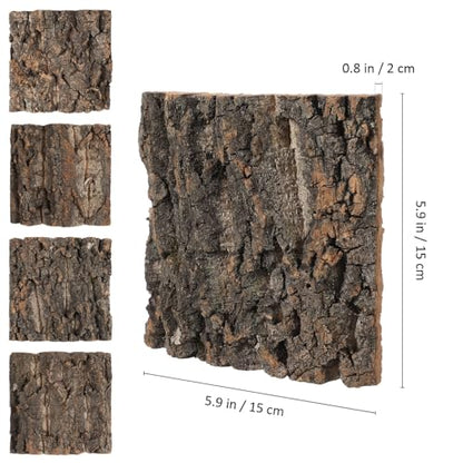 Toddmomy Reptile Cork Bark Background 8 Pieces 5.90X5.90X1.57 Inch Natural Terrarium Decor for Gecko Lizard Frog Climbing Habitat Aquarium
