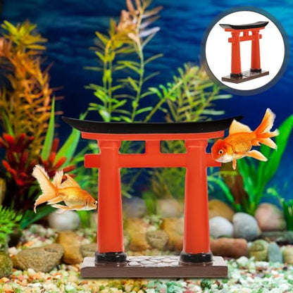 BESPORTBLE Mini Torii Gate Aquarium Decor Resin Ornament for Japanese Zen Garden and Fish Tank Small Traditional Shinto Shrine Model 3.54 Inch